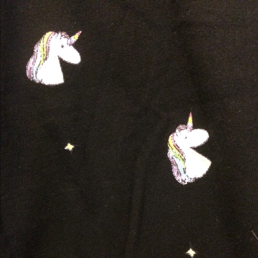 Women’s Crop Top T-Shirt Unicorns Print Black XXL